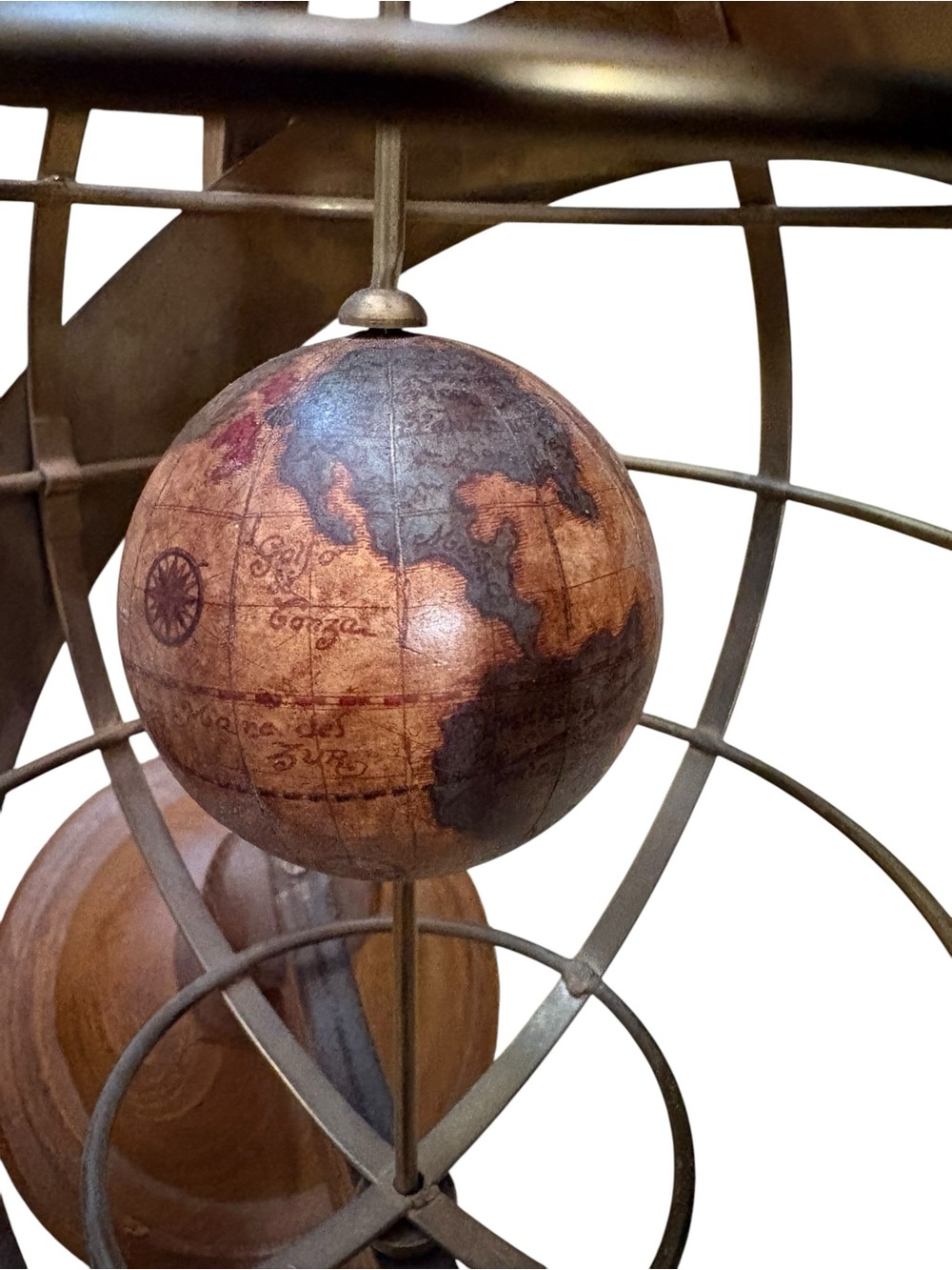 Vintage Decorative Armillary Sphere in Warm Brown and Brass - Picture 9 of 16